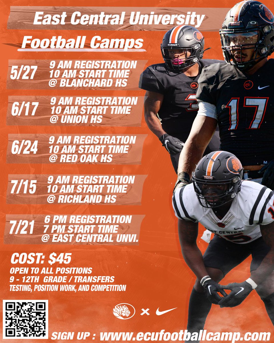 Come join us for our camp circuit! Get seen, evaluated and coached up!Check the QR code down below!