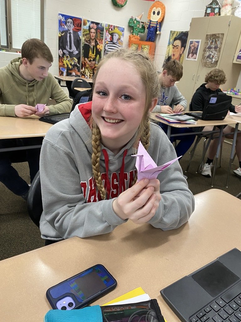 TippCitySchools's tweet image. It is World Language Week at Tippecanoe High School.  Students made Mardi Gras masks, Huichol yarn art,  and origami cranes.  #WEareTIPP #worldlanguageweek