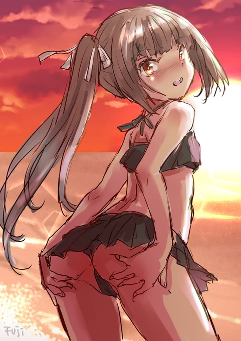 きょうのらくがきそろそろ暑くなってきたので水着霞ちゃんデス 