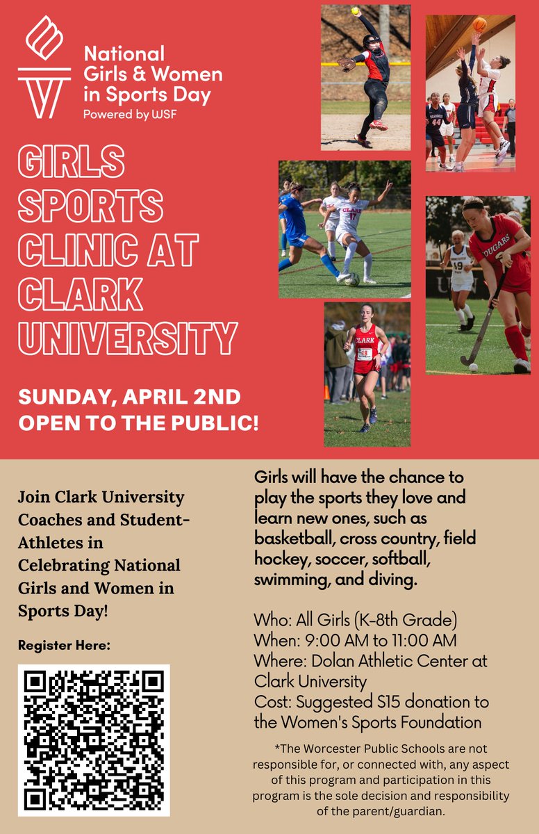 Join Clark University coaches and student-athletes in celebrating Girls and Women in Sports Day with a Clinic open to the Public

When: Sunday, April 2
Who: All Girls (K-8th Grade)
Where: Dolan
Time: 9:00 a.m. - 11:00 a.m.

#RollCougs