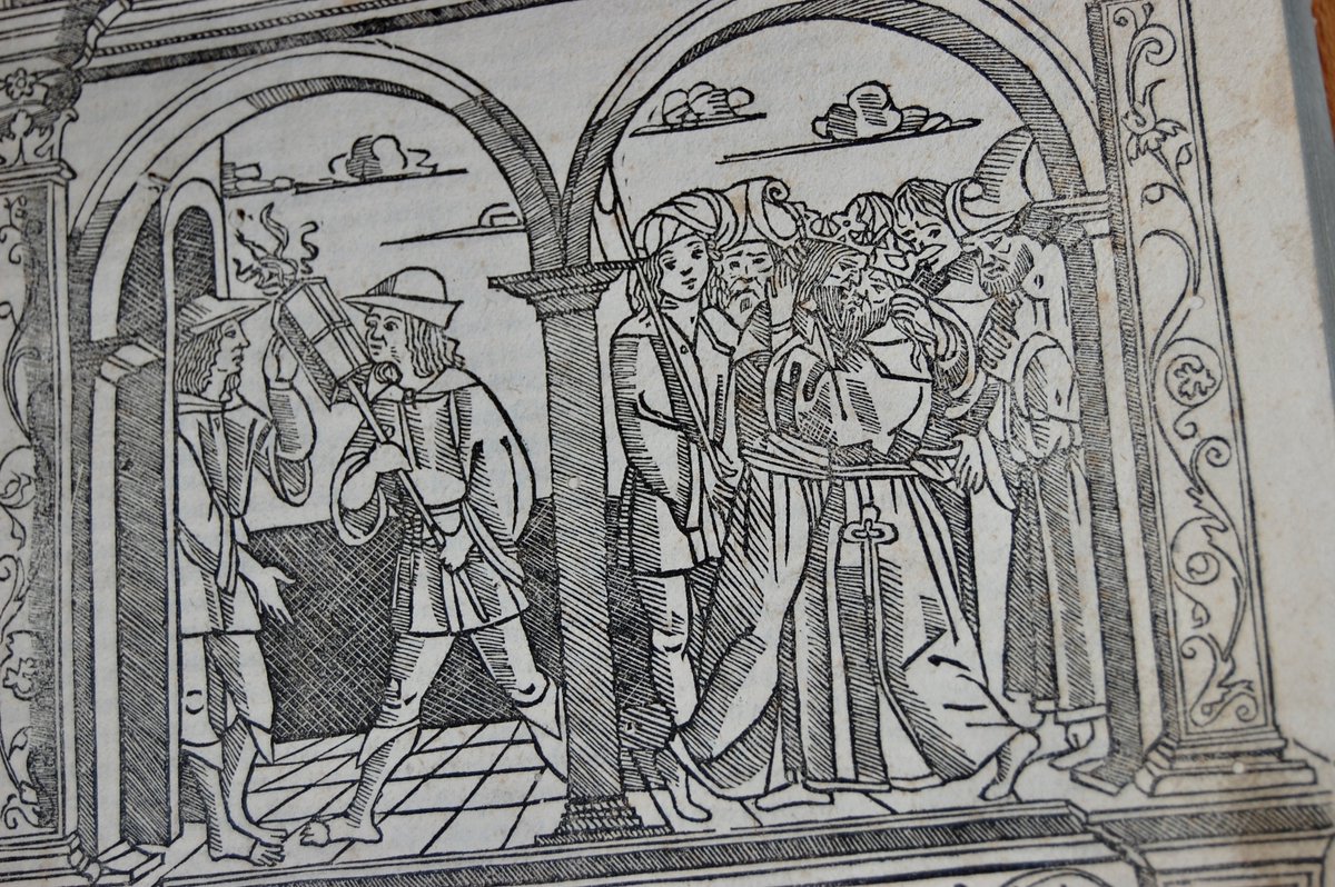 _RHCollection's tweet photo. Can we talk about the fact that the first printed illustration of Plautus’s plays is super queer and I love it? Technically, this title page of the 1510 Plautus, printed in Parma, depicts the Menaechmi twins being reunited, but, y’all. Come on. https://t.co/Of3sZhr9mN