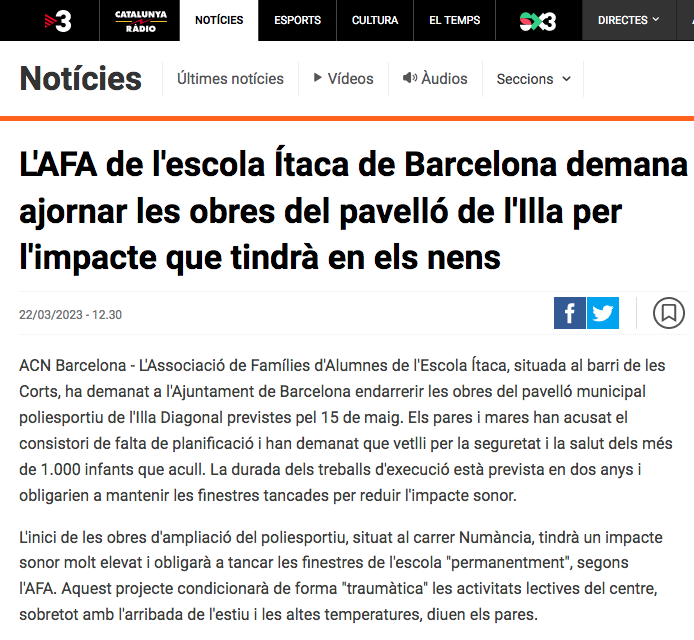 afaitaca's tweet photo. Que corri RT #StopObresPavellóilla 🖐️🚧 @escola_itaca @324cat

L'AFA de l'escola Ítaca de Barcelona demana ajornar les obres del pavelló de l'Illa per l'impacte que tindrà en els nens

 https://t.co/nZQqxDW3SO https://t.co/2MFldp2j1a