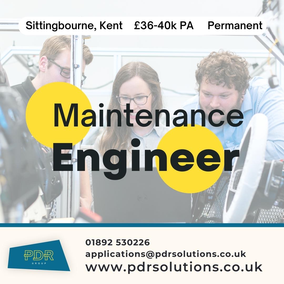 PDRSolutions's tweet photo. Maintenance Engineer
£36-40k PA
Sittingbourne, Kent
Permanent
Visit our website at https://t.co/eBU1lGT3oe or call our team on 01892 530226
#kentjobs #maintenanceengineer #jobsinkent #manufacturing https://t.co/OY9lslSuPf