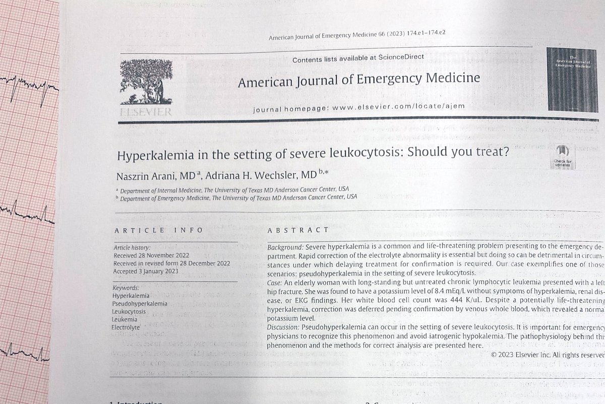 MKleinMD's tweet photo. Talking about pseudohyperkalemia for today’s #OnShiftTeaching at @NorthwesternEM 

https://t.co/PNexlWHolm https://t.co/y9gCwe3peS