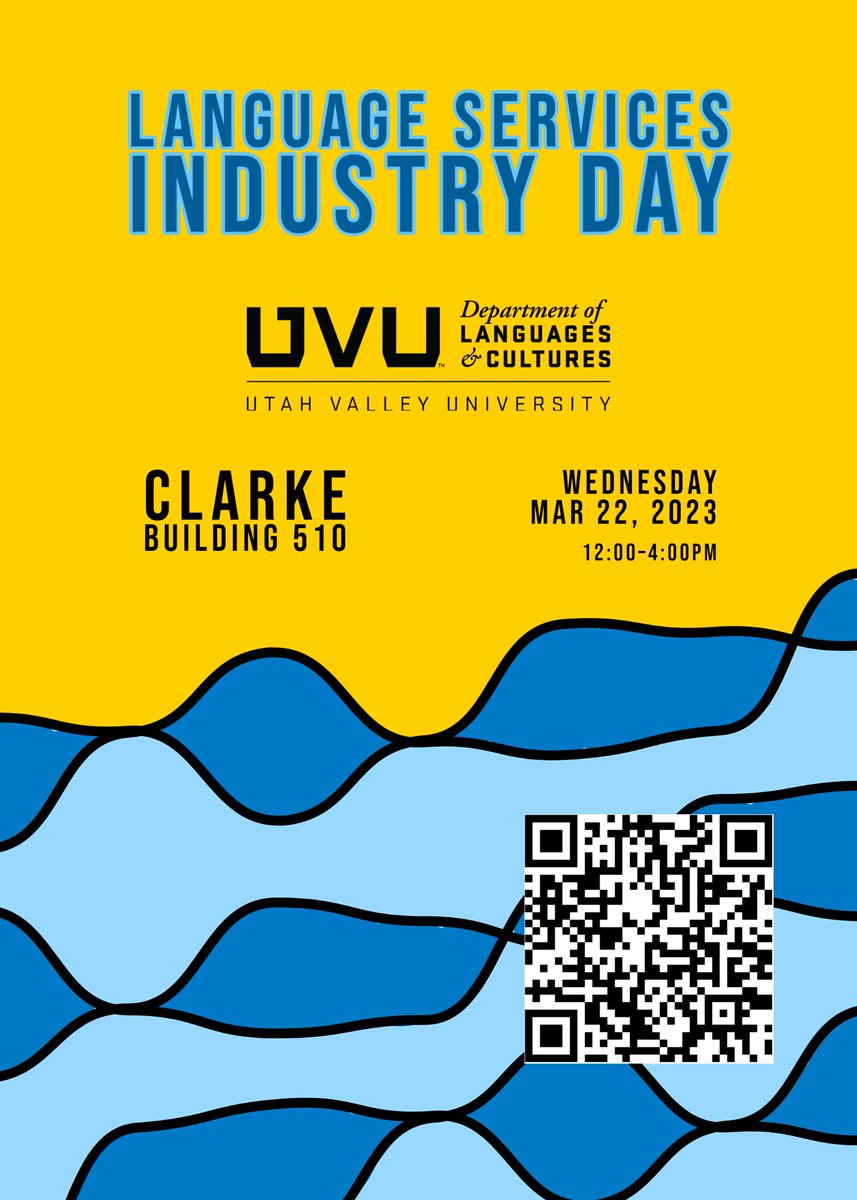 Adam Wooten (@adamwooten) on Twitter photo Language Services Industry Day today <a href="/UVU/">UVU</a> w/ Devin Gilbert, Angela Spurgeon, Briana O'Neal, Kylan Merrill, David Utrilla (<a href="/Transrelated/">U.S. Translation</a>) Cody Simonsen (5 Star In) Cyle Adair (<a href="/TranscendTransl/">Transcend Translation</a>) Tia Oniani (<a href="/strakerglobal/">Straker</a> <a href="/WomenInL10N/">WomeninLocalization</a>) + me (<a href="/MIIS/">Middlebury Institute</a> <a href="/UtahL10n/">Silicon Slopes L10n</a>)
uvu.edu/lang/t9n_inter… Language Services Industry Day today <a href="/UVU/">UVU</a> w/ Devin Gilbert, Angela Spurgeon, Briana O'Neal, Kylan Merrill, David Utrilla (<a href="/Transrelated/">U.S. Translation</a>) Cody Simonsen (5 Star In) Cyle Adair (<a href="/TranscendTransl/">Transcend Translation</a>) Tia Oniani (<a href="/strakerglobal/">Straker</a> <a href="/WomenInL10N/">WomeninLocalization</a>) + me (<a href="/MIIS/">Middlebury Institute</a> <a href="/UtahL10n/">Silicon Slopes L10n</a>)
uvu.edu/lang/t9n_inter…