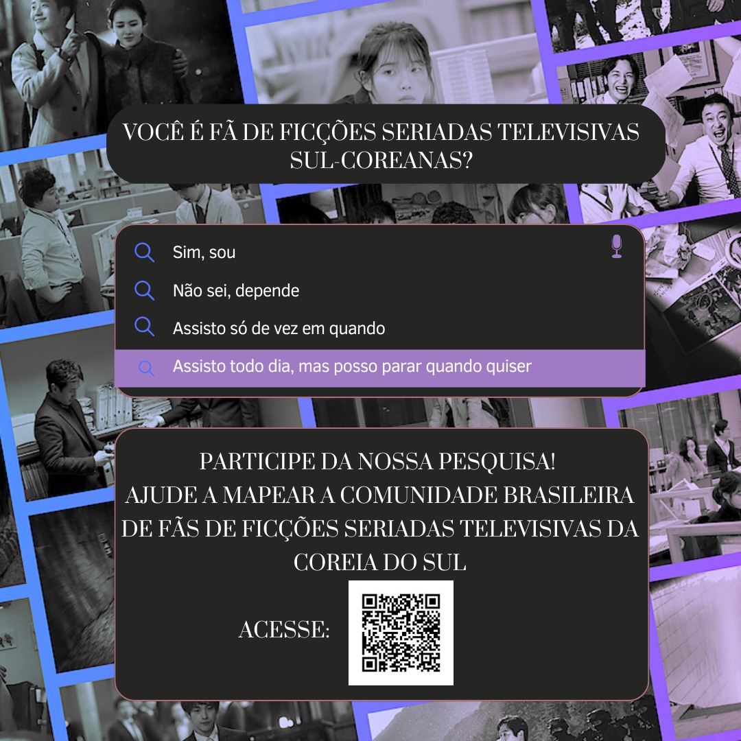 últimos dias para participar da nossa pesquisa!!
nos ajudem a termos dados concretos para discutir, do ponto de vista brasileiro, sobre a televisão sul-coreana no debate internacional! estamos lutando pelo espaço BR no campo dos estudos da hallyu.
acessem:
docs.google.com/forms/d/e/1FAI…