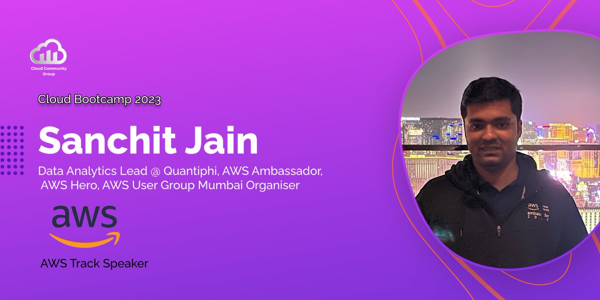 thecloudfolk's tweet photo. Here's the fourth #speaker for Cloud Bootcamp 2023!☁️

@sanchitjain is one of the most amazing people you will meet 🤩🤩  He is the lead for @awsugmum and an AWS Hero 🔥

Registration Link 🔗: https://t.co/s8OuTwCIzG

#bootcamp #learning #cloud #azure #gcp #aws #students https://t.co/k2JQ3IAMtF