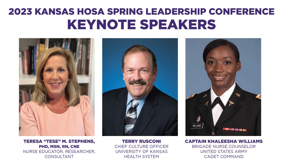 KU_AHEC's tweet photo. There's a reason it's called the Spring LEADERSHIP Conference! Students attending the HOSA SLC at Pitt State will hear from these inspiring professionals next week! https://t.co/NcoOr2JmBC