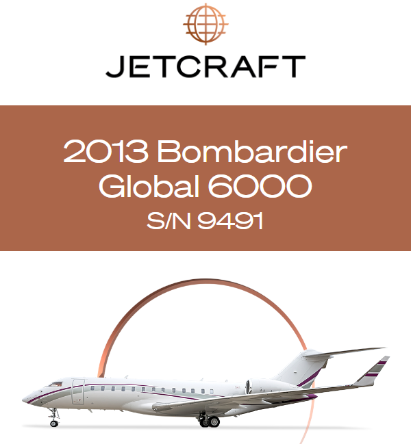 New to market 2013 #Bombardier #Global 6000 available through Jetcraft
Fully Enrolled on Programs
More details at: https://t.co/kLrp4jlmfB
#bizav #aircraftforsale #privatejet #privateflying #jetforsale #businessaviation

Join our mailing list here: https://t.co/Qb5ens9P23