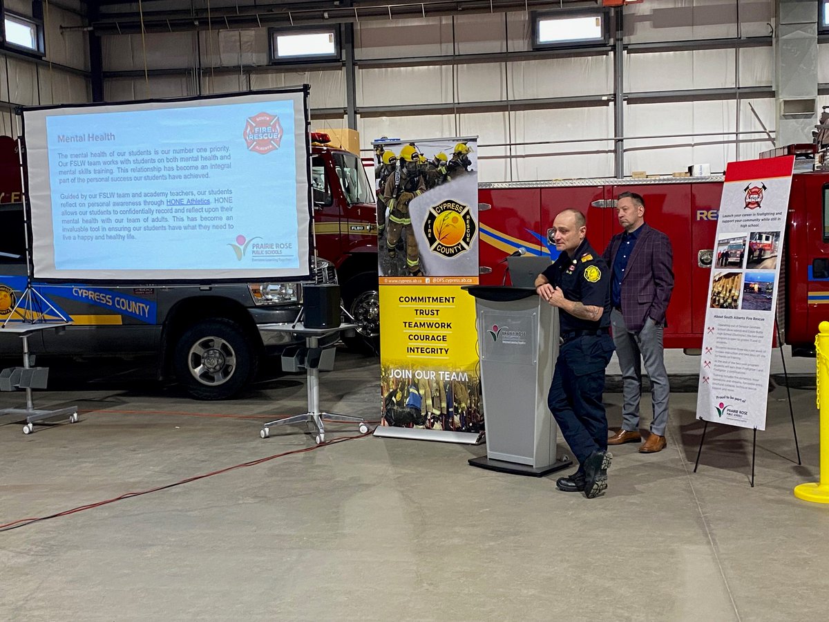 PrairieRoseSD8's tweet photo. A big thank you to the parents, students and fire department staff for joining us for the information evening last night for our new South Alberta Fire Rescue Academy 🚒.  If you were unable to make it, we have more information available on our website: https://t.co/gsp5JHh5IJ https://t.co/WO90Zo4FXp