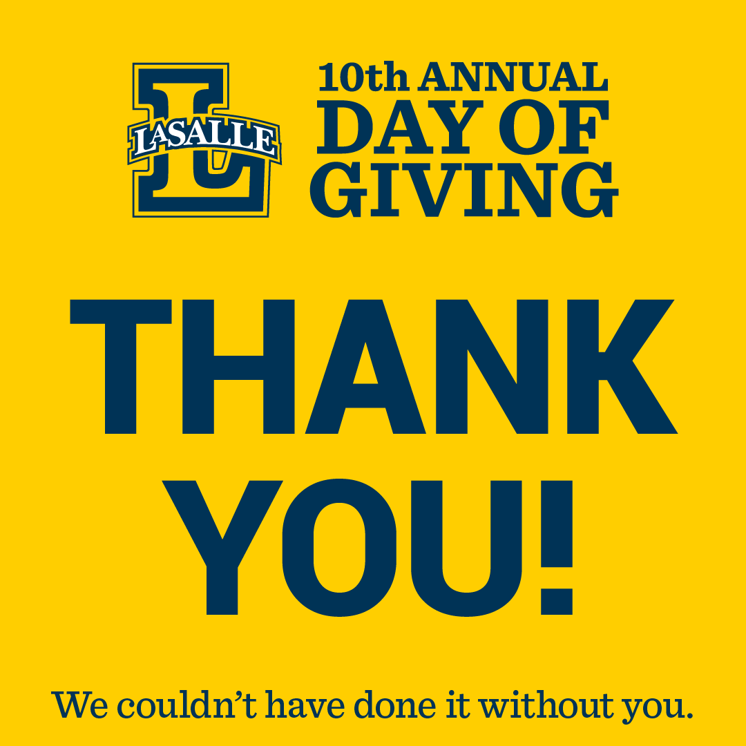 LaSalleUSwim's tweet photo. The 10th Annual Day of Giving has officially come to an end, and we want to thank EVERYONE who contributed. Your support will help the swim and dive teams now and in the future compete at the highest level.
#ExplorersGive | #LaSalleProud | #GoExplorers🔭 https://t.co/iVlgLufVpE