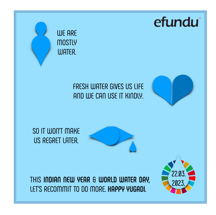 EfunduQlass's tweet photo. 22.03.2023. Yugadi, the Indian New Year, falls on World Water Day this year - to remind us that with new beginnings, we can also renew our pledge to be water-friendly!
#worldwaterday #sustainability #sustainabilityeducation #water 
@UN https://t.co/nqvWYoBB06