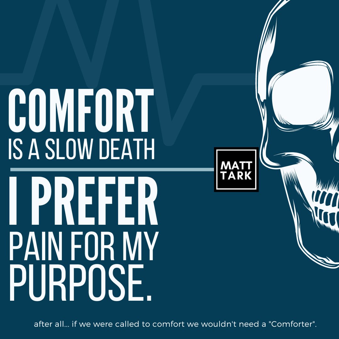 matthewtark's tweet photo. Are you seeking after comfort (what's easy) or the Comforter (to live with purpose)?

#practicalChristianity #christian #faith #painwithpurpose #comfort #comforter #peace #faithliving #pastor https://t.co/RkfVR5UL40