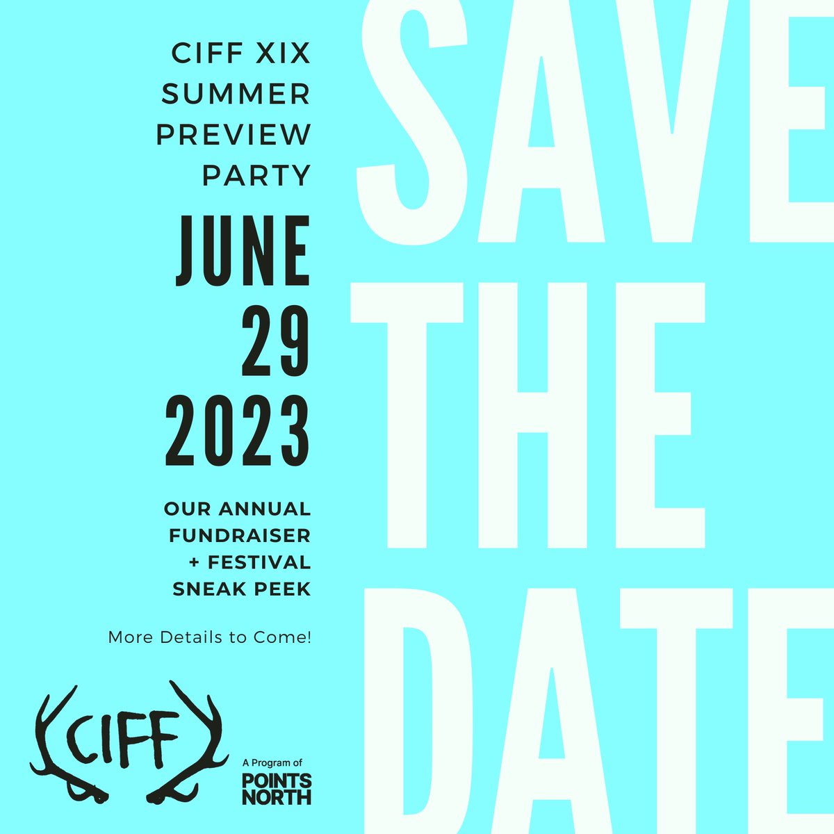 Join us on Thursday, June 29th as we ramp up to our 19th CIFF!

Want to ensure your spot at the festivities? Become a Points North/CIFF donor! Donors also receive passes to our upcoming CABIN FEVER FILM FEST on March 31 + April 1. 

Learn more at bit.ly/supportPNI