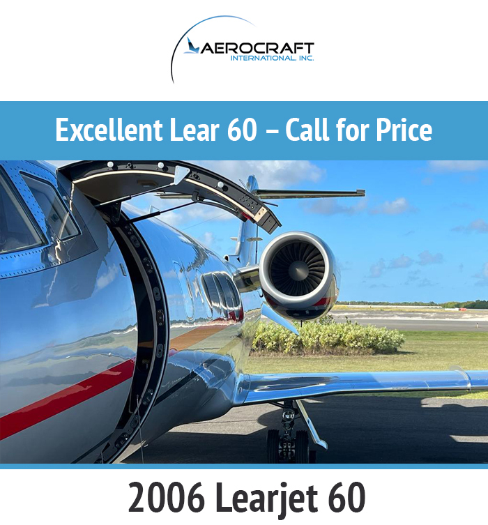 Excellent 2006 #Learjet 60 next to sell at Aerocraft International
Engines on ESP Silver Light
Contact them at: https://t.co/FFBSr1iuGV
#bizjet #bizav #aircraftforsale #privatejet #privateflying #jetforsale #businessaviation

Join our mailing list here: https://t.co/Qb5ens9P23