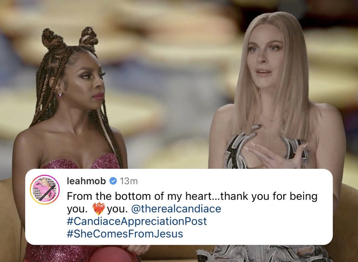 Leah shouts out Candiace as #RHUGT 3 premieres tomorrow!