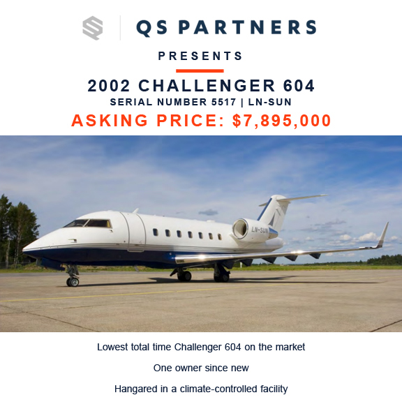 2002 #Challenger 604 available at QS Partners
Lowest total time Challenger 604 on the market
More  details at: https://t.co/3oZuK5jMYF
#aircraftforsale #privatejet #privateflying #jetforsale

Join our mailing list here: https://t.co/Qb5ens9P23