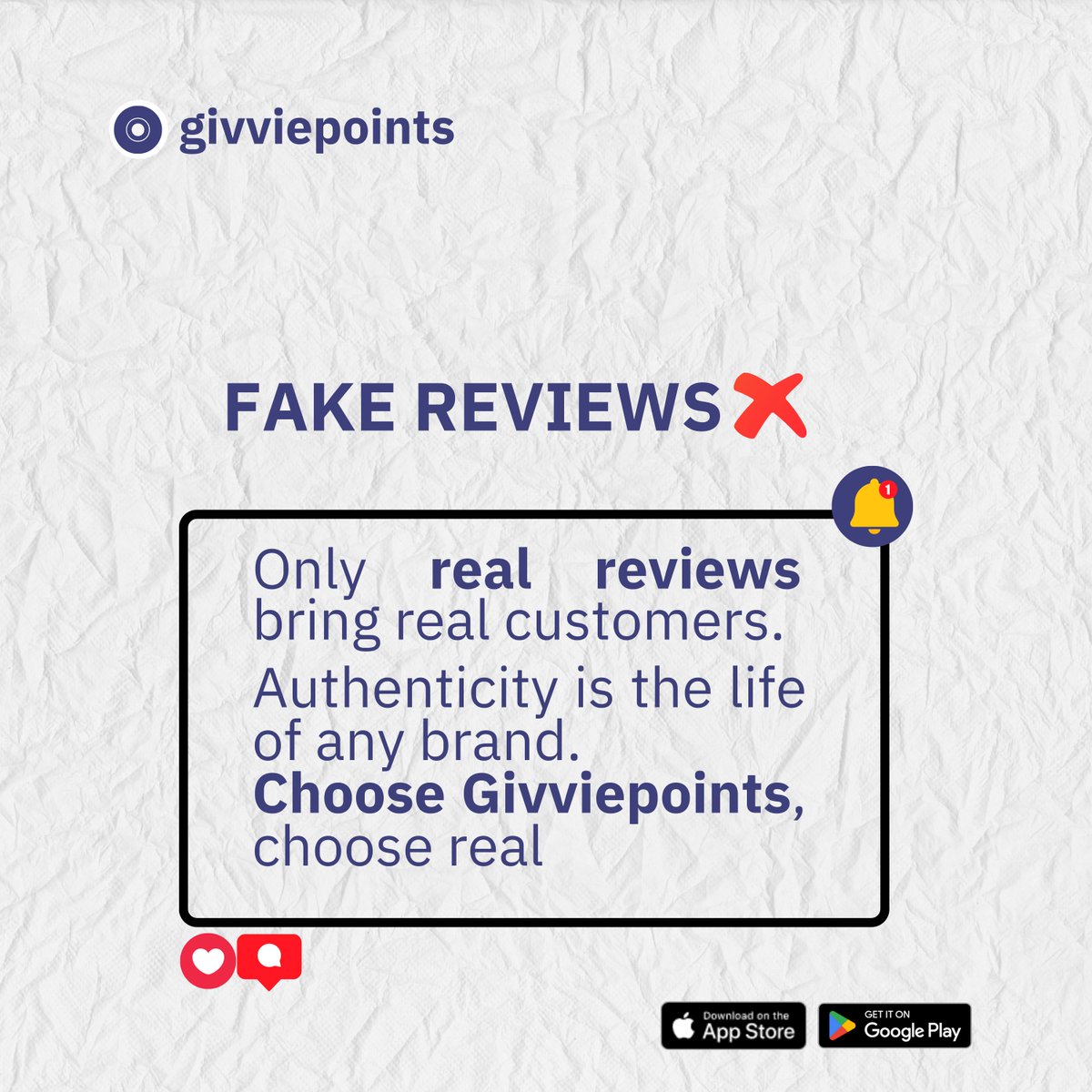 givviepoints's tweet photo. Aren't you tired of receiving fake reviews and getting unreliable feedback?
Givviepoints is an app that only accepts verified reviews from real customers, ensuring you can trust the feedback you receive.
Join the #realclub now - https://t.co/oNmB2vSqTs
#honesty #Givviepoints https://t.co/18RoRpmoFz