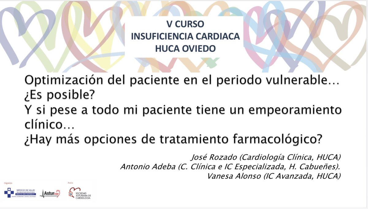 Empieza el #VcursoIC en ⁦<a href="/HUCA_Asturias/">@HUCA</a>⁩ discutiendo sobre el periodo vulnerable con ⁦<a href="/rozado_jose/">José Rozado Castaño</a>⁩ y ⁦<a href="/vanealfer/">Vanealfer</a>⁩ ⁦<a href="/Beadimo/">Beatriz Díaz Molina</a>⁩ ⁦<a href="/icarhcab/">ICAR HCAB</a>⁩