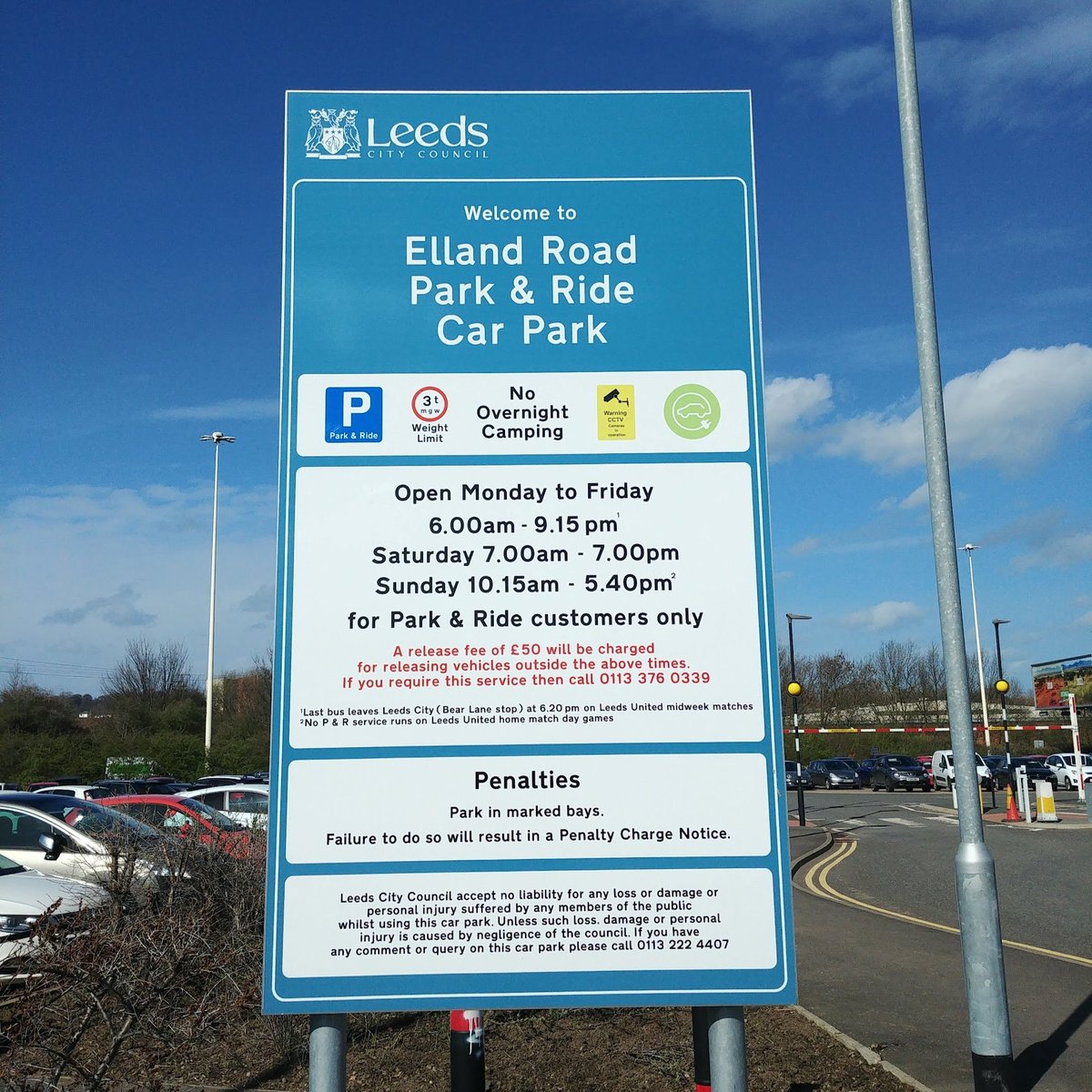 Hi <a href="/ConnectingLeeds/">Connecting Leeds</a> <a href="/wymetrotravel/">wymetrotravel</a> <a href="/WestYorkshireCA/">West Yorkshire Combined Authority</a> <a href="/MayorOfWY/">Tracy Brabin, Mayor of West Yorkshire</a> 

Given, from April, Elland Road park and ride buses will be Mon-Fri only and reduced to 7am-6:25pm Mon-Thu...

Please could you clarify whether park &amp; ride-by-bike is a valid use case for this car park?