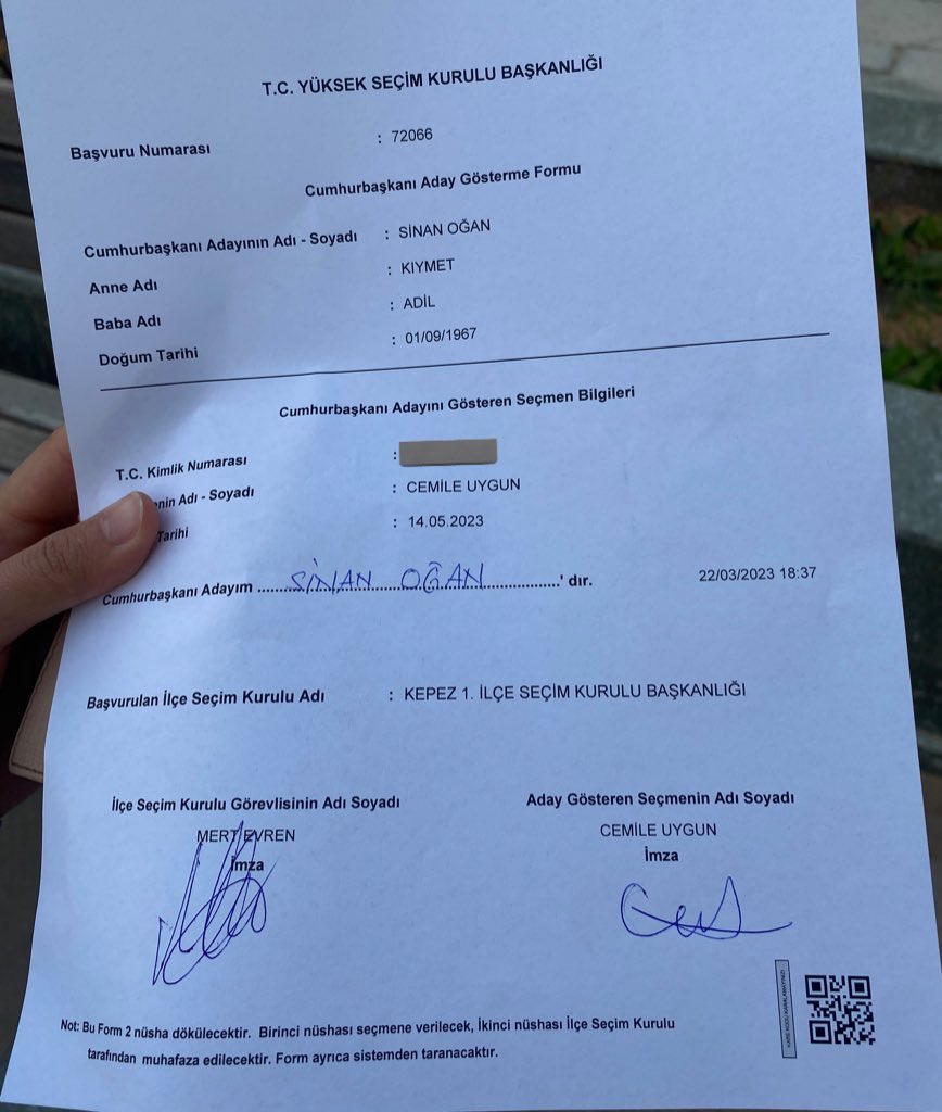 Cumhurbaşkanlığı seçiminde Türk milliyetçilerinin gönül rahatlığı ile oy vereceği bir lider <a href="/DrSinanOgan/">Dr. Sinan Oğan</a> için herkesi imza vermeye davet ediyorum.

#birimzanyeter 
#OAnGeliyor 
#SinanOgan