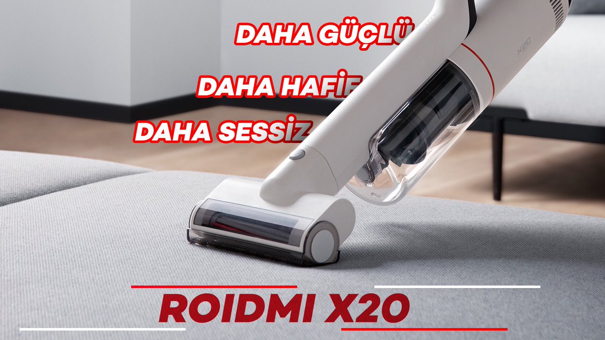 Roidmi X20, 145 AW vakum gücü, ön ve arka filtreleri, süpürge içindeki hava temizleyici, gürültüyü azaltan fırçasız motoru, 65 dakika çalışma süresi sayesinde 400 metrekarelik alanı tek seferde derinlemesine temizler.