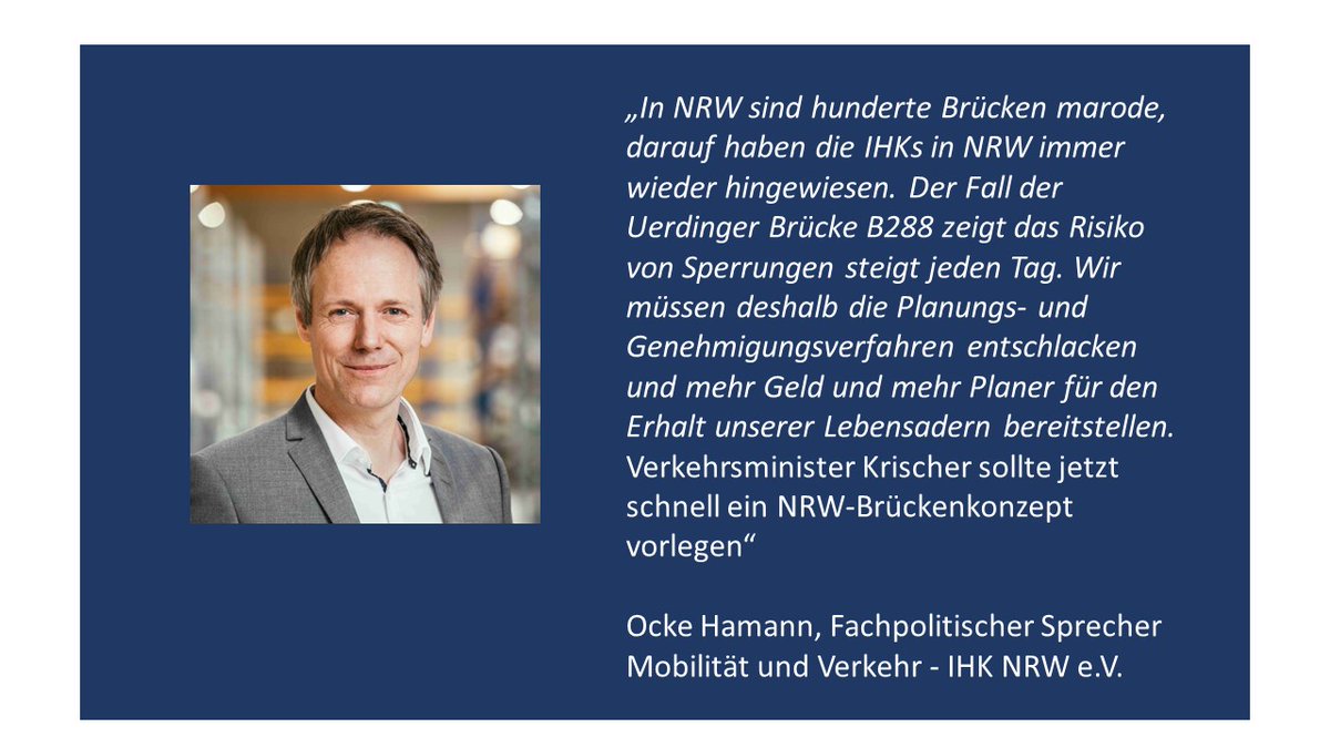🚧B288: Neubau der vorhandenen Rheinbrücke in Krefeld erforderlich❗️ Nähere Informationen dazu hier▶️strassen.nrw.de/de/meldung/neu… 
#Brücken #NRW #Mobilität #Verkehr #Infrastruktur <a href="/IHK_Niederrhein/">IHK Niederrhein</a> <a href="/HamannOcke/">Ocke Hamann</a>