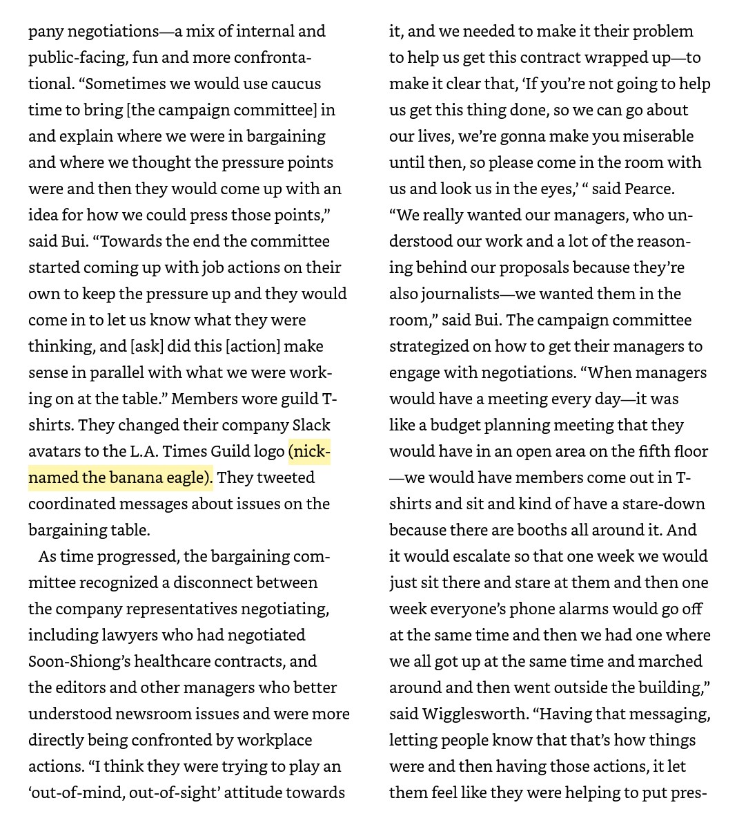 We're thrilled to see <a href="/latguild/">L.A. Times Guild 🦅</a> featured as a case study in <a href="/rsgexp/">Jane McAlevey</a> <a href="/aflawlor/">Abby Lawlor</a>'s new book, "Rules to Win By," about high-participation unionism!

The L.A. Times Guild Bananeagle has also secured its place in the historical record.