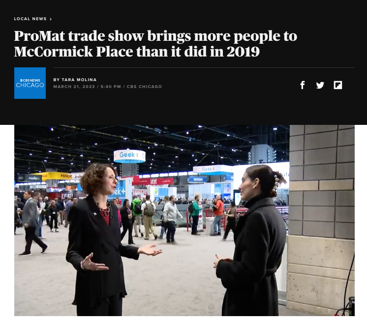 The ProMat Show happening right now is the first since 2019. And it has more attendees walking the @mccormick_place floor than EVER. 👏

More from @CBSchicago: cbsnews.com/chicago/news/p…

#MeetInChicago #ProMat2023