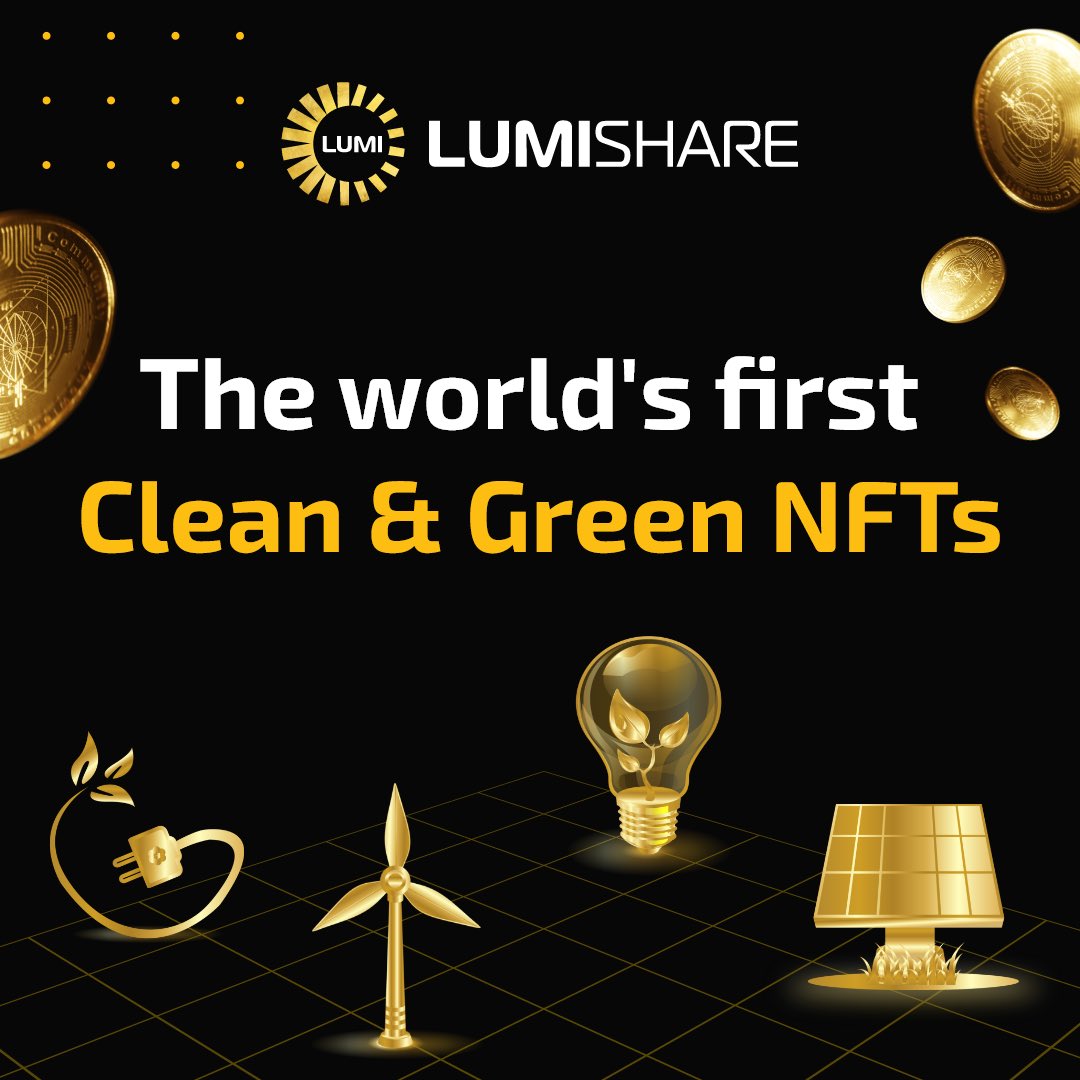 Lumishare_Lumi's tweet photo. We are excited to launch the world's first clean and green NFTs via our asset-backed NFT marketplace! 

Invest in renewable energy assets and promote the generation of clean energy around the globe.

#NFT #renewableenergy #UNSDG7 https://t.co/6mb6zHjomH