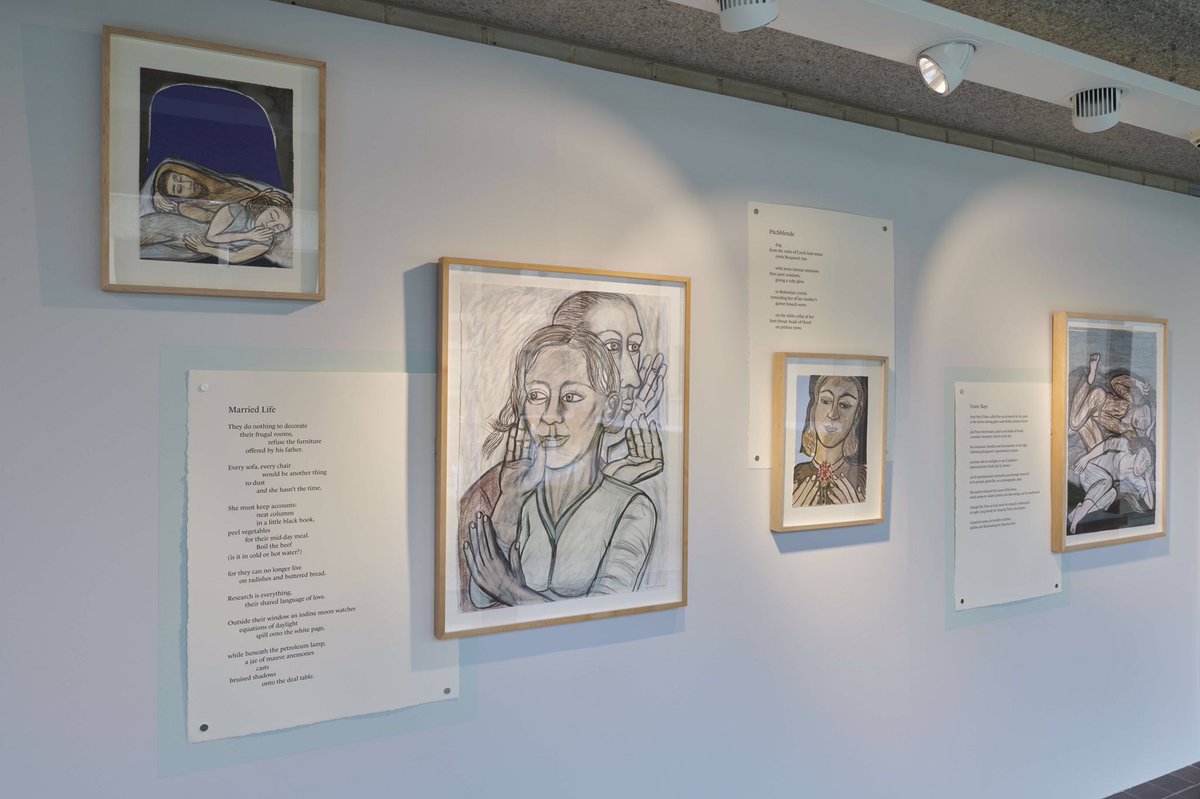 TheWomensArt's tweet photo. Our new exhibition, Radium Dreams, is open every day and free to visit!
The exhibition is a collaboration between poet @Sue_writer and artist #EileenCooper who illuminate the life of one of the most brilliant women of modern times - Nobel Prize-winning scientist Marie Curie. https://t.co/9NJMXfNOfD