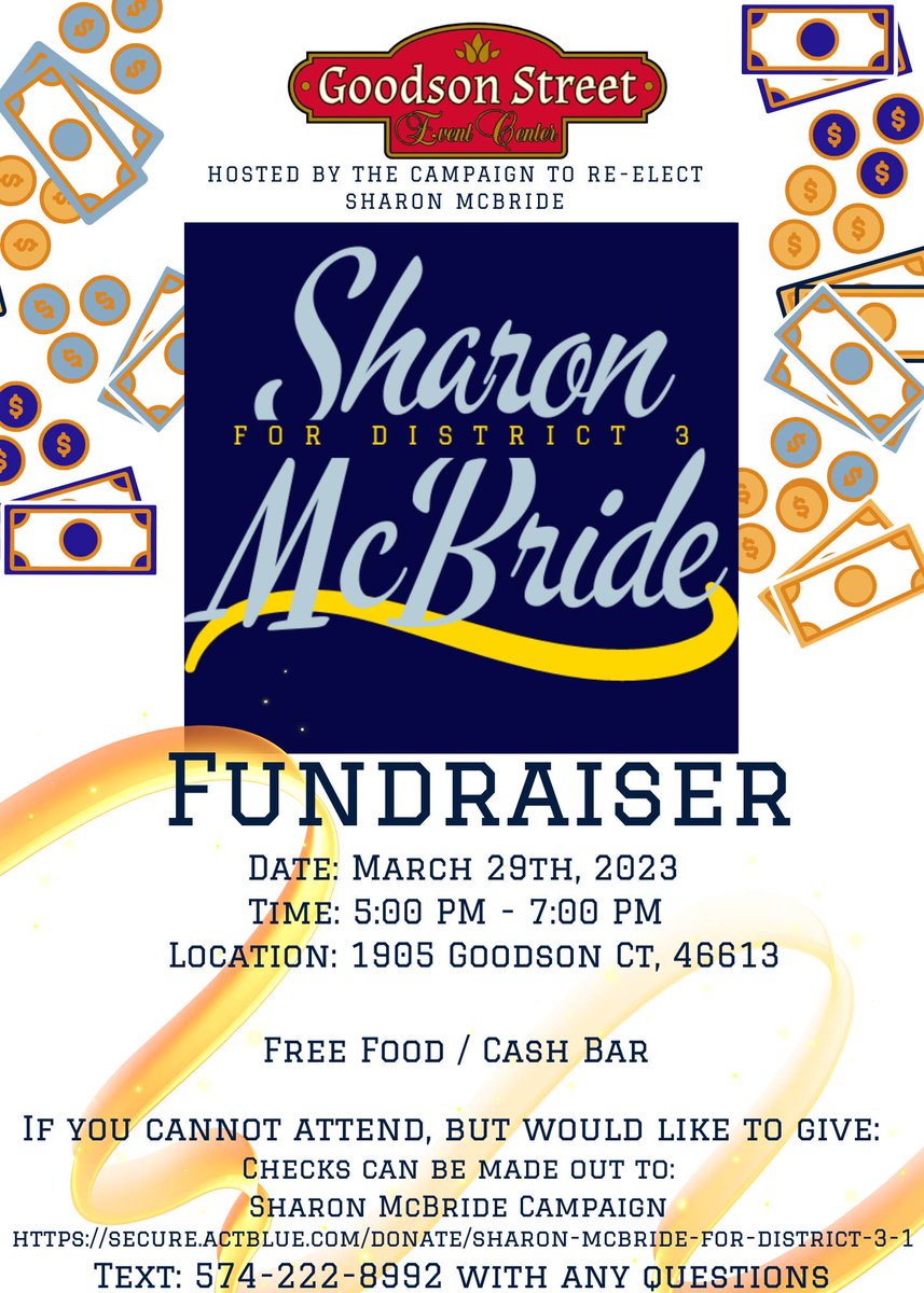 If you're in South Bend or would simply like to support Common Council President Sharon McBride <a href="/SharonMcB20/">Sharon McBride</a> as she runs for re-election, please consider a donation. We are working hard to keep our city blue come this November. 
secure.actblue.com/donate/sharon-…