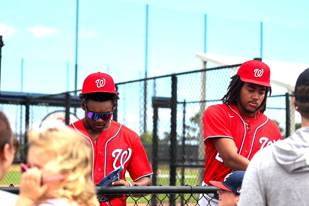 What a photo of James Wood and Elijah Green! Former IMG Academy High School teammates. <a href="/IMGABaseball/">IMG Academy Baseball</a> <a href="/IMGAcademy/">IMG Academy</a>  #Nats #TopProspects

(📸 <a href="/ahphotoss/">abbie headington photography</a> for TalkNats)