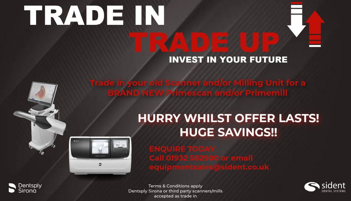 SidentDentalSys's tweet photo. This offer ends next week! Contact us to discuss your options....

📞01932 582900
📧 equipmentsales@sident.co.uk https://t.co/LAUj9V1s6T