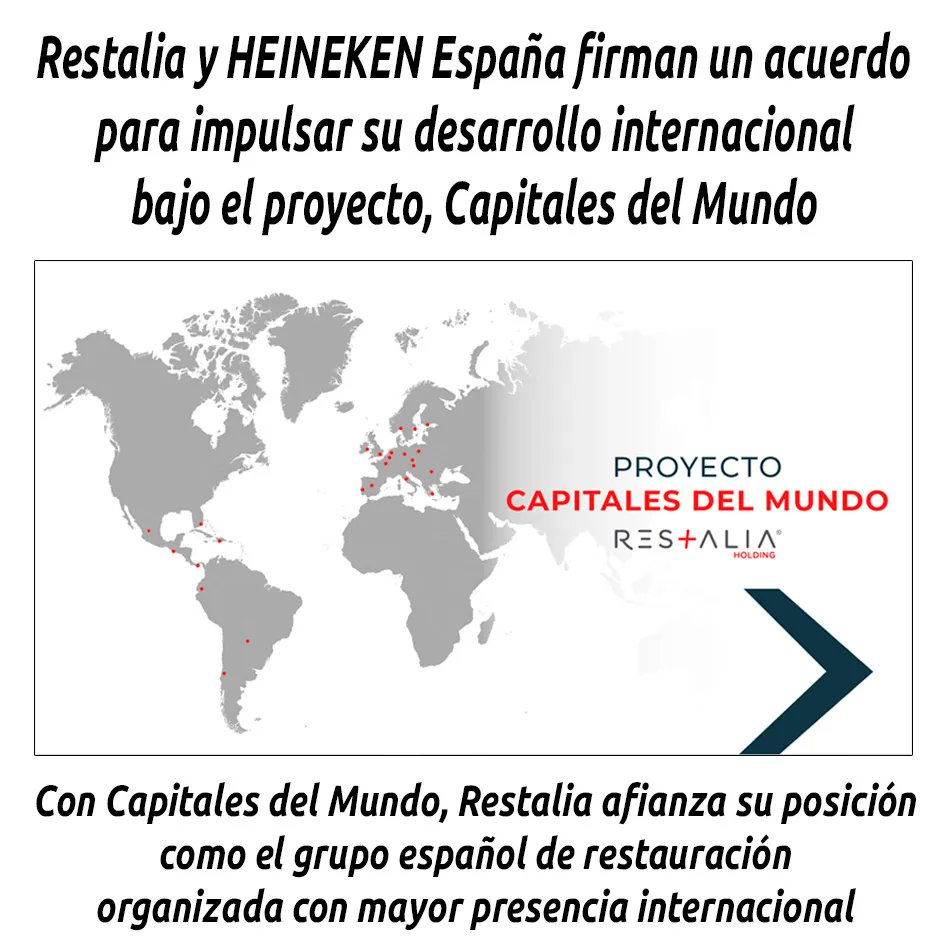 hosteleriaenvlc's tweet photo. RESTALIA Y HEINEKEN ESPAÑA FIRMAN UN ACUERDO PARA IMPULSAR SU DESARROLLO INTERNACIONAL BAJO EL PROYECTO, CAPITALES DEL MUNDO
https://t.co/IlCdsyWCkI
@restaliagrupo @Heineken_ES @100montaditos @La__Surena @TheGoodBurger #Restalia #Heineken #ExpansoonInternacional #CanalDelivery https://t.co/i43zg0rMqa