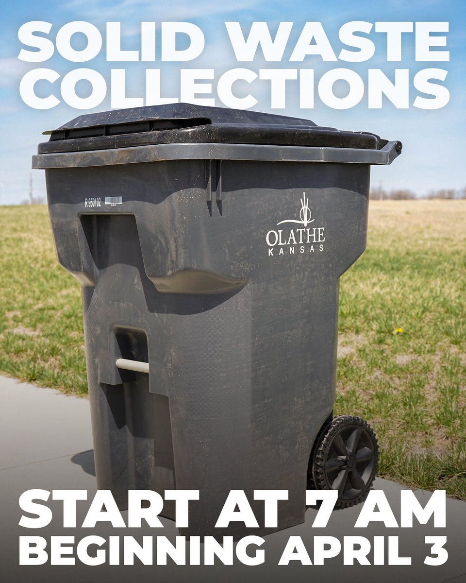 City of Olathe, KS on Twitter: "Beginning April 3, trash, recycling and