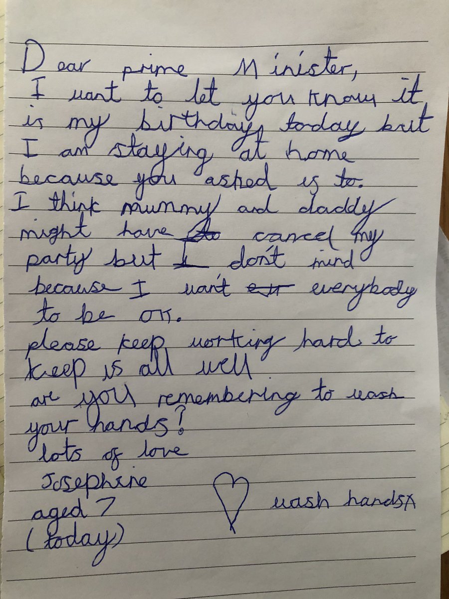 As Boris Johnson tells MPs it was absolutely "essential" for him to hold repeated drinks events and leaving parties during lockdown, here's a reminder of what he wrote to a seven-year-old girl about cancelling her own birthday party during that time.