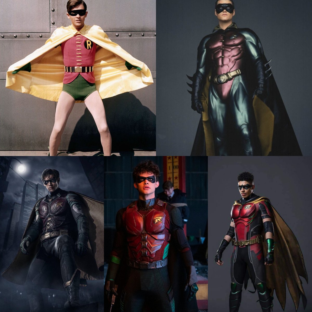 MajorIssuesCBC's tweet photo. The progression of Live-Action Robin suits.

At this rate, #DamianWayne has a high chance of having the best #Robin suit in #BatmanTheBraveAndTheBold.

#DickGrayson #BatmanForever #Batman66 #DCsTitans #TitansTogether #JasonTodd #TimDrake #GothamKnights #Batman #Dynamicduo https://t.co/QkP15O7F3O