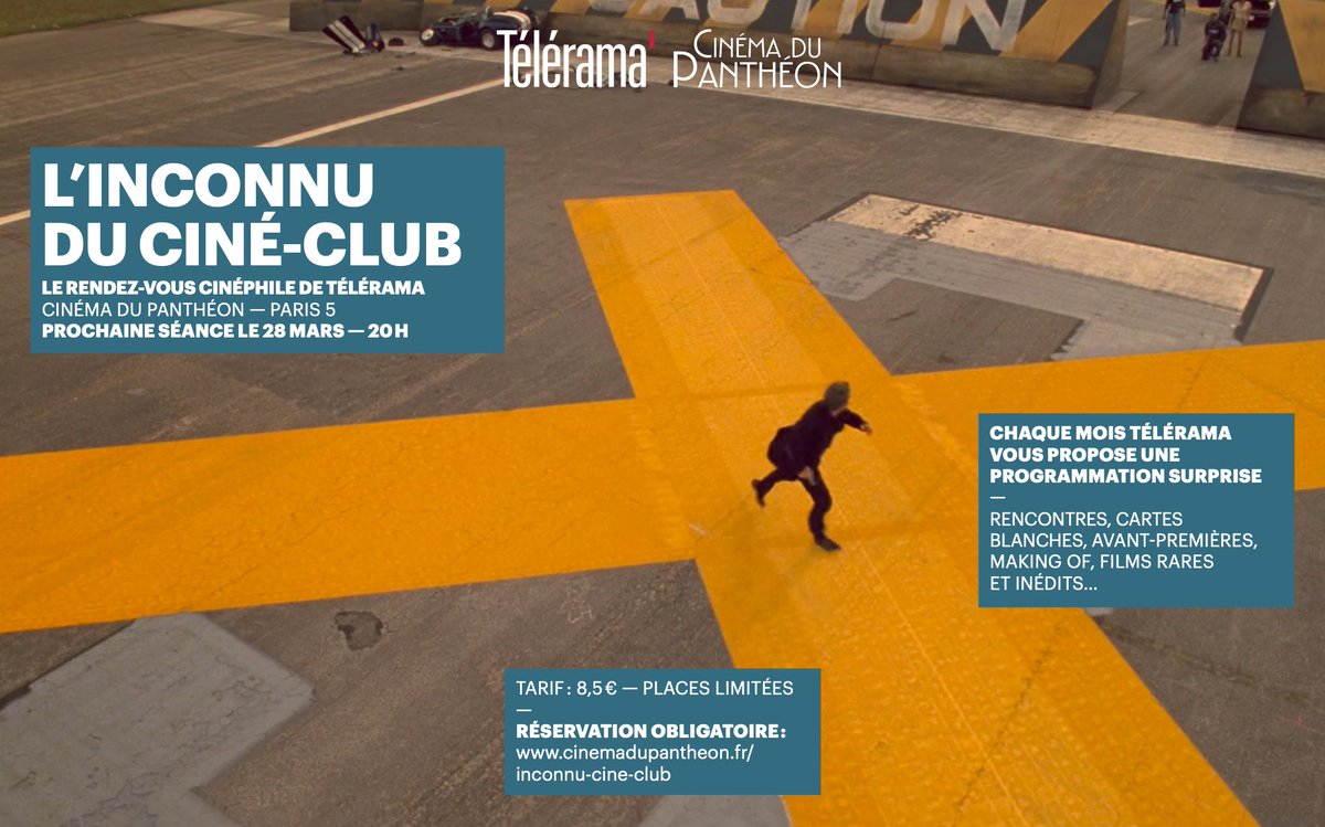 Il reste encore quelques places pour L'inconnu du ciné-club ce mardi 28 mars à 20h...
Achetez vos places en ligne directement sur notre site ou inscrivez-vous au formulaire pour prendre vos places directement en caisse ! RDV sur cinemadupantheon.fr/inconnu-cine-c…