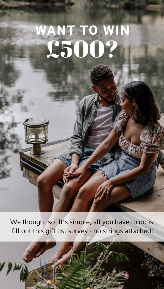 Want to win £500? Of course you do, who doesn't?! 💰 🤩 

All you need to do is complete this survey about wedding gift lists. It's really that simple. So get cracking and you could be the lucky winner! 🏆 🙌 

j9yl8uqxqhb.typeform.com/to/VimiGB3V