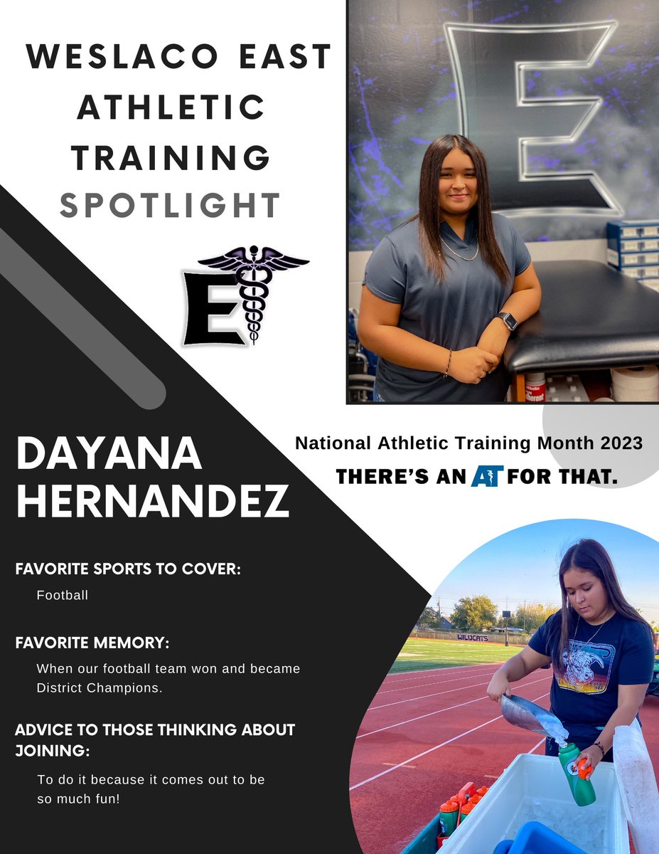 ⚪️STUDENT TRAINER SHOUTOUT!⚪️

Our fourth shoutout goes to Miss Dayana Hernandez! She's a Freshman &amp; she joined our program this year when we needed her the most! Thank you Dayana for dedicating your time to helping us &amp; being there for our athletes!

#NATM2023
#TheresAnATForThat