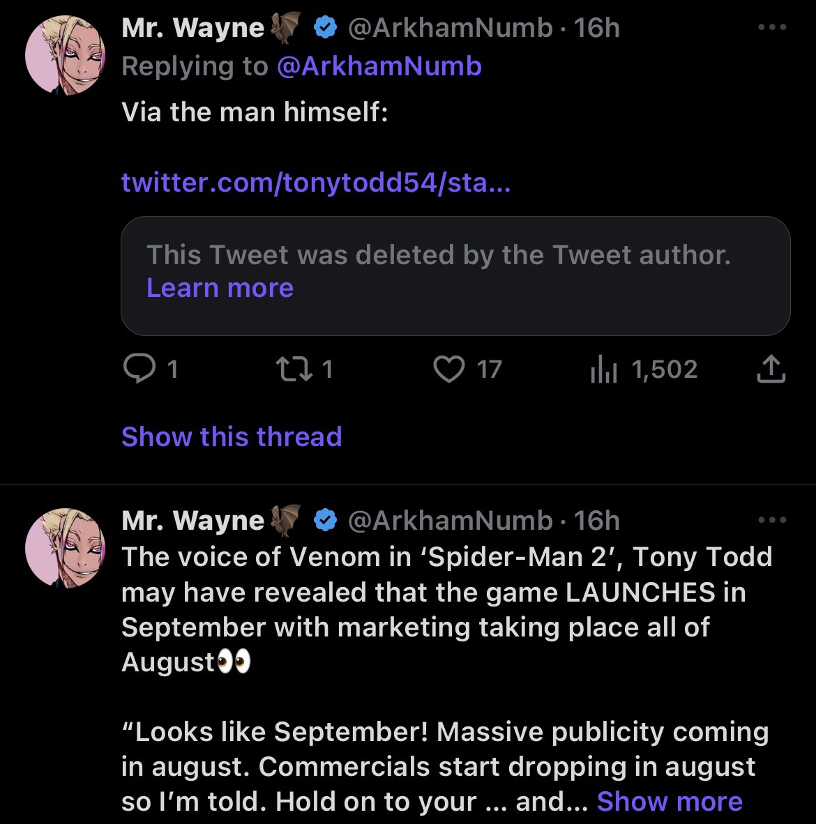 Mr. Wayne🦇 on X: Tony Todd ended up deleting his tweet from last