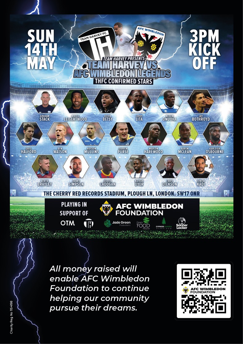 Have you heard about AFC Wimbledon's Festival of Football? 

On Sunday 14th May, we're looking forward to raising vital funds for AFC Wimbledon Foundation's work in the community!

We hope you can join us! 

More info: tinyurl.com/2p8nvw73

#AFCWFoundation #AFCW 🟡🔵
