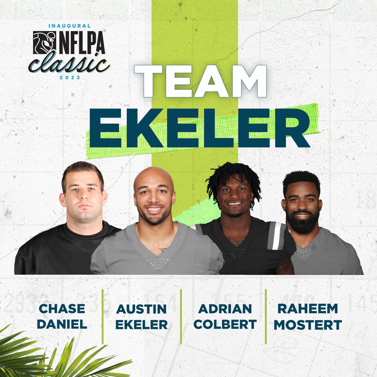 TEAM EKELER⚡️:
@AustinEkeler 
@AdrianColbert27 
@RMos_8Ball 
@ChaseDaniel 

#NFLPAClassic