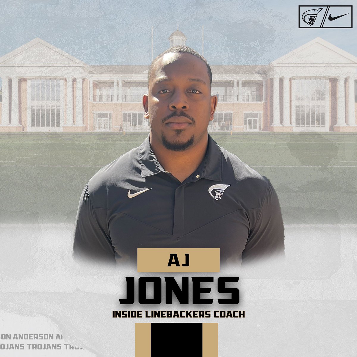 AUTrojansFB's tweet photo. We’re excited to welcome AJ Jones to our coaching staff! 

https://t.co/hZrGOZBkY4 https://t.co/363legSGlA