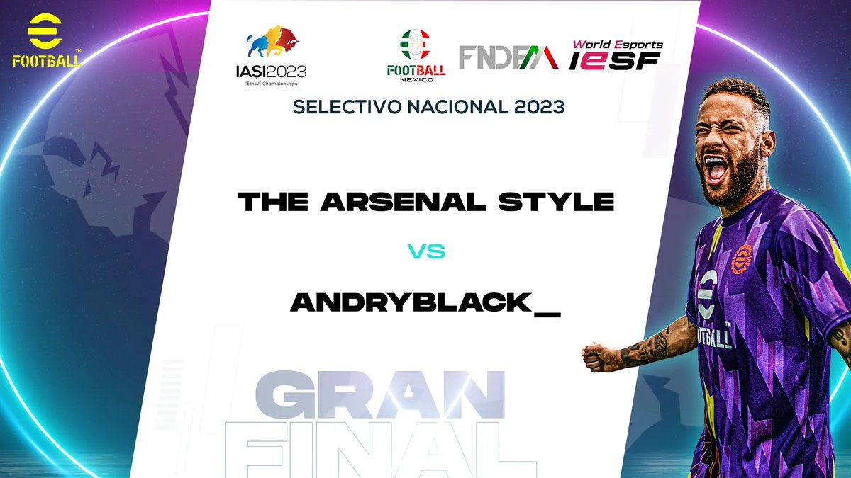 La gran final está aquí ⚽🏆

The arsenal Style y AndryBlack_ lucharán por ser el campeón del Selectivo nacional de <a href="/efootball/">Baugh Properties</a> 2023 

Con todo rumbo al Campeonato Mundial de #esports

@IesfPanam
<a href="/IeSF_Master/">Esports fan</a>
<a href="/efootball_mx/">efootball.mx</a>

#WorldEsports #IASI2023 #WEC23 #IESF