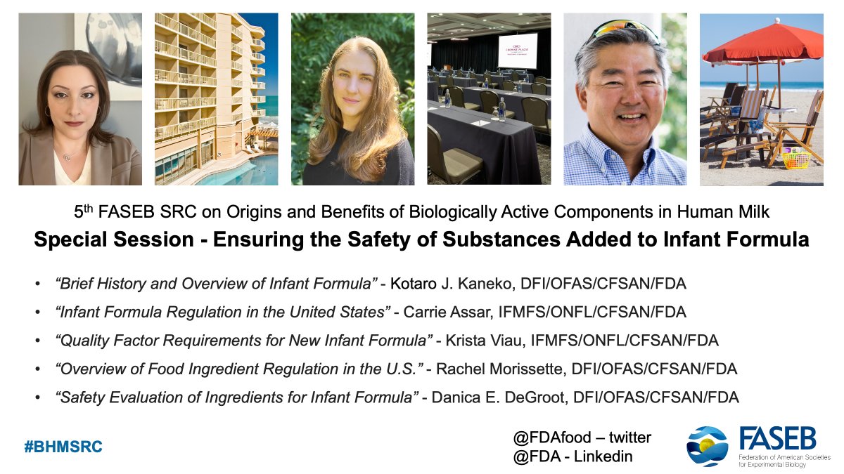 FASEB SRC on Human Milk Bioactives (#BHMSRC) - Special Session Highlight: 'Ensuring the Safety of Substances Added to Infant Formula' organized by our colleagues at the FDA. Take advantage of Early Bird registration, April 23. web.cvent.com/event/3e3c2a0c…