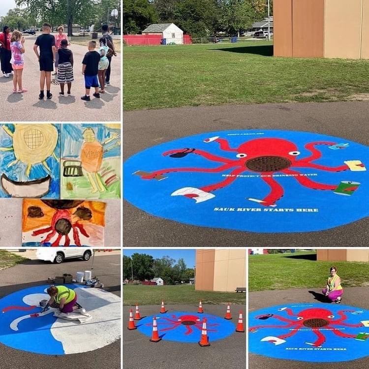 It’s @un_water #worldwaterday Did you see the #stormdrain #artwork made in 2021 through #artistresidency with #teachingartist <a href="/sarahdrakeart/">Sarah Drake (she/her)</a> This was possible because of <a href="/UnitedWayCenMN/">UnitedWayofCentralMN</a> #21cclc <a href="/h2youmn/">H2YouMN</a> Keep our #drinkingwater clean and <a href="/AdoptaDrainMN/">Adopt-a-Drain MN</a> #water #cleanwater
