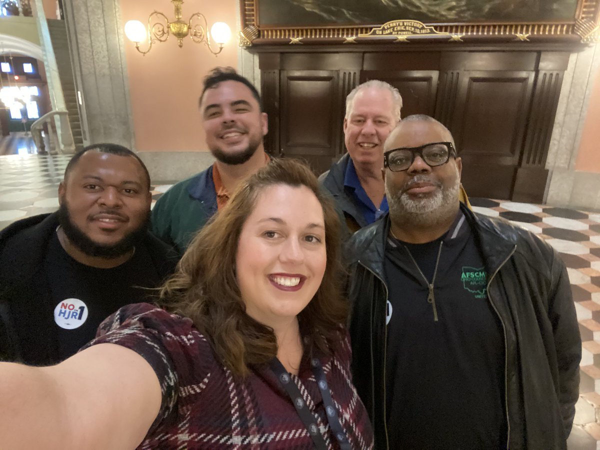 Thanks AFSCME and and CWA for coming to the statehouse today to speak about against HJR 1 which would require 60% vote to approve any constitutional amendment.