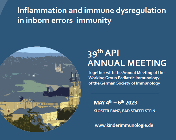 API Jahrestagung 4-6. Mai!  Themenschwerpunkt "#Inflammation &amp; #Immunedysregulation in #InbornErrorsofImmunity". Exzellente Referent:innen haben zugesagt! Wir freuen uns weiterhin über zusätzliche Beiträge und rufen zum Einreichen der Abstracts auf (Frist: 31.03.2023).  #PID #IEI